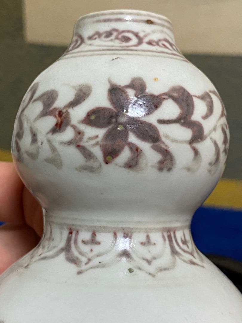 明時代　中国美術　釉里紅　花瓶　中国古玩　骨董品保証