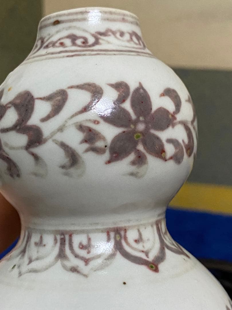 明時代　中国美術　釉里紅　花瓶　中国古玩　骨董品保証