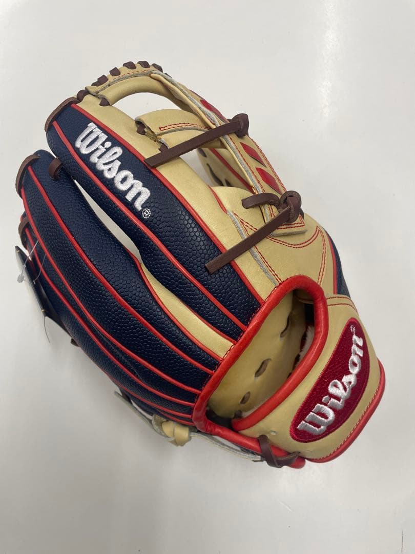 よ*ー様 新品 ウィルソン デュアル 軟式内野手用グラブ 右投用 ブロンド×ネイ