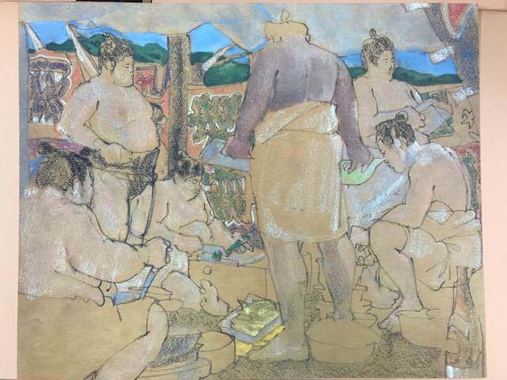 ★相撲画家 松岡リン「時津風部屋のチャンコ場風景」リン・スターム・レビィ画集