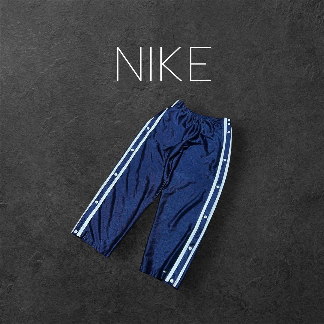 NIKE サイドスナップ トラックパンツ 紺 L 00sバイブス 刺繍タグ