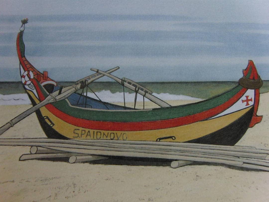 岩壁冨士夫、【トレイラーの浜辺】、希少な額装用画集より、新品額装、マット額装付