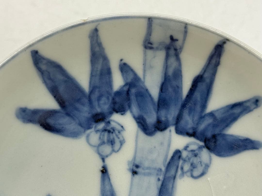 中国　清時代　染付　竹紋小皿5点　成化年製　新渡　送料込み251101