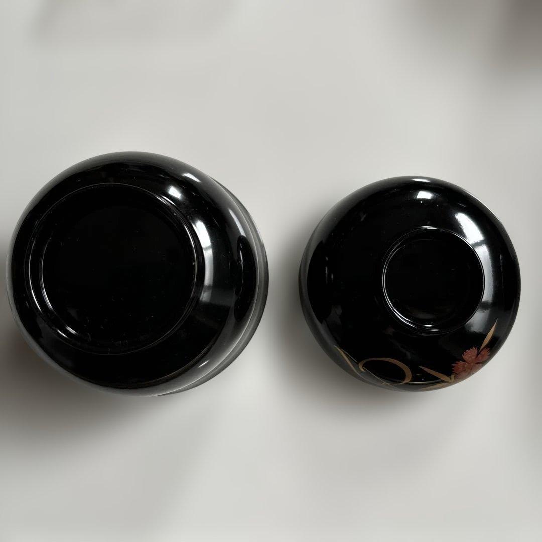 ✴︎自宅蔵出し・京型汁粉椀・なでしこ模様・漆器 蓋付き椀 10個セット 未使用✴︎