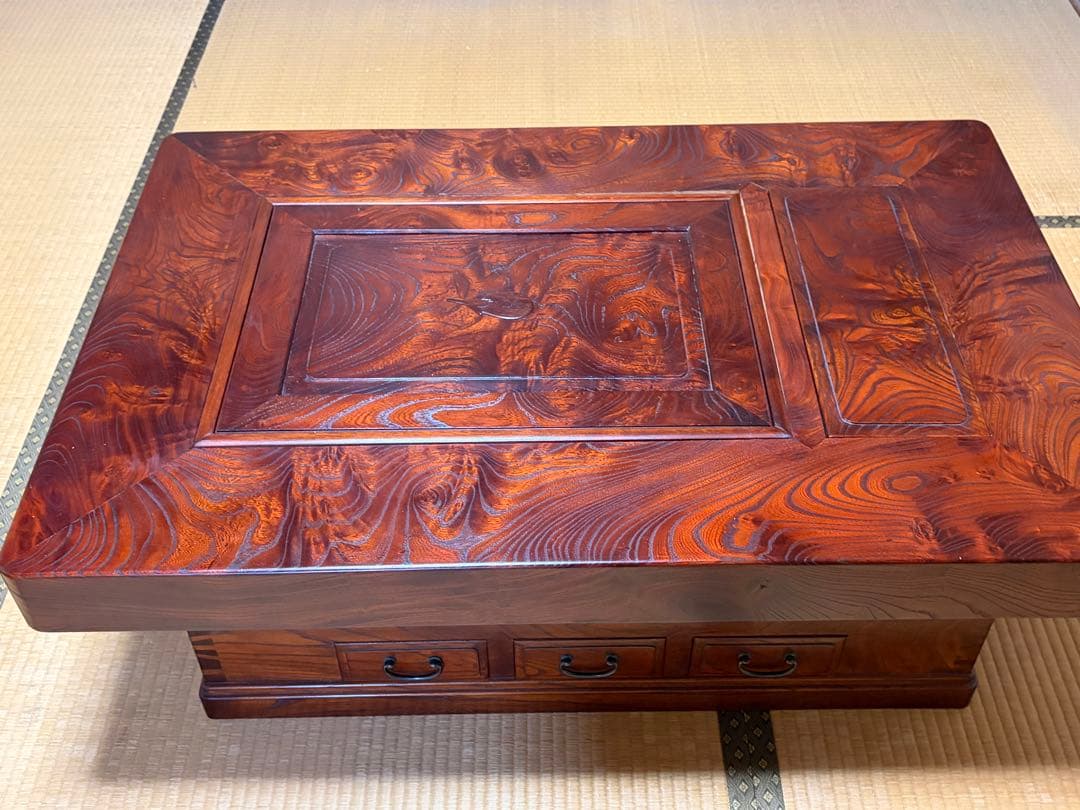 【未使用品】高級囲炉裏テーブル　古民家家具　工芸品　箱火鉢　座卓　送料込