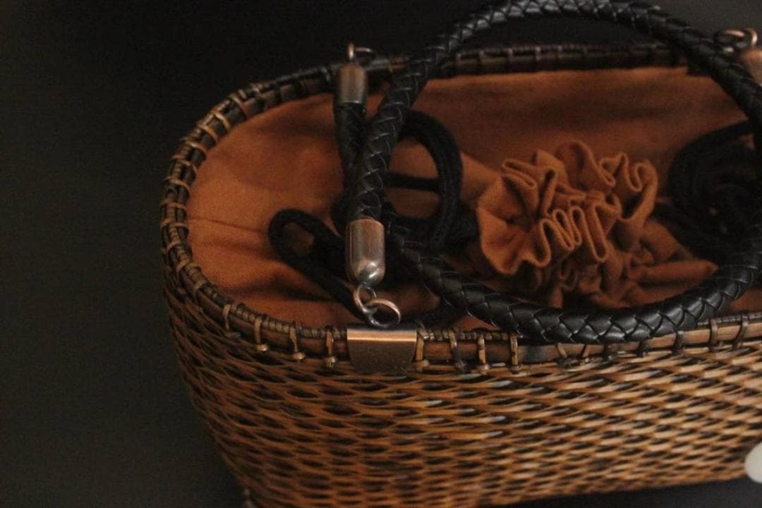 竹製編み込みデザインバッグ 収納バッグ 手作り