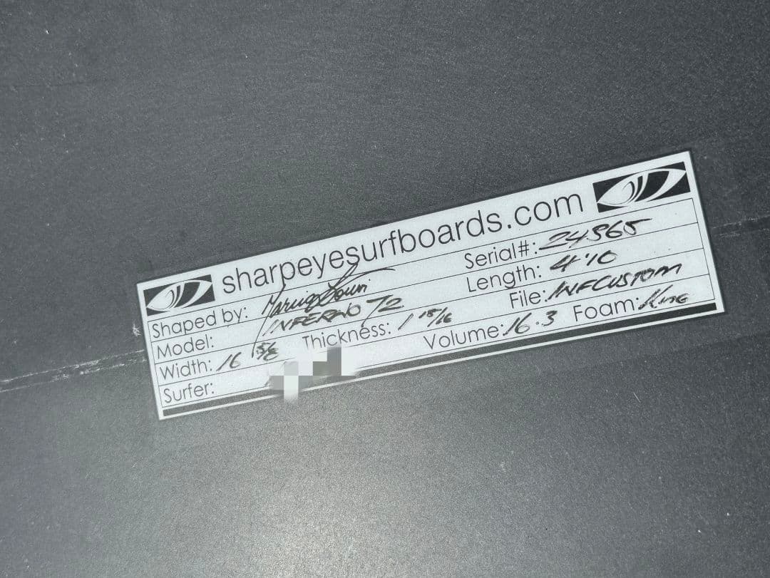 【美品】Sharpeye Surfboards INFERNO 72