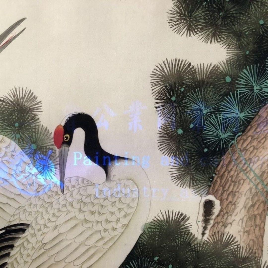 劉奎齢『松鶴延年』　三尺中堂掛軸　水印入り　掛け軸　サイズ174×77cm