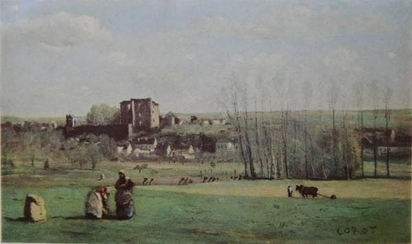 コロー、ラ・フェルテ＝ミロンの風景、希少画集画、新品高級額、額装付