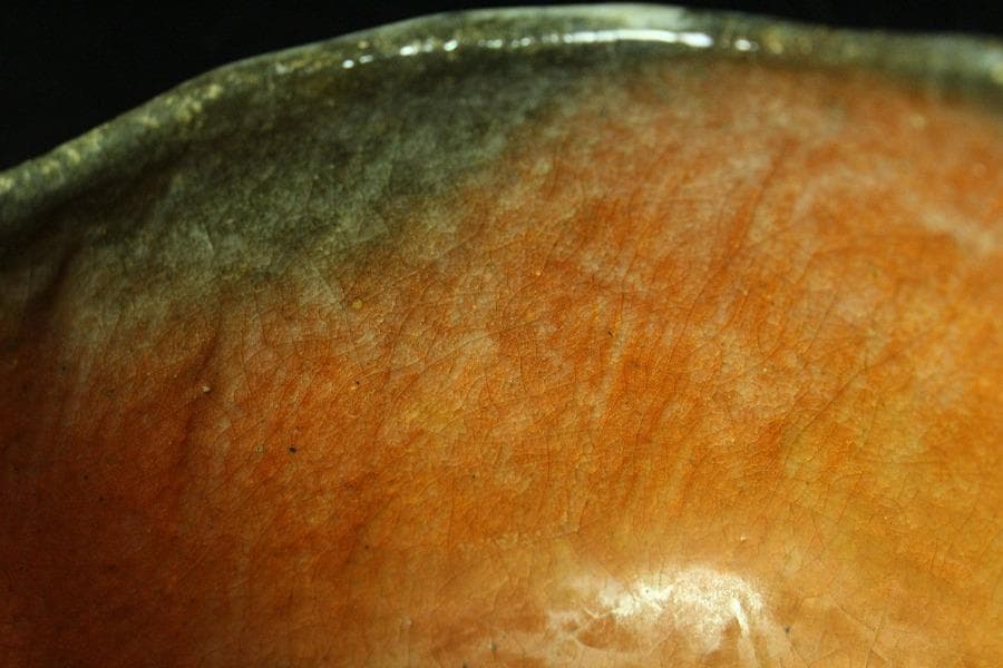 茶道具 小川長楽作 赤楽茶碗 書付(K-XA949)