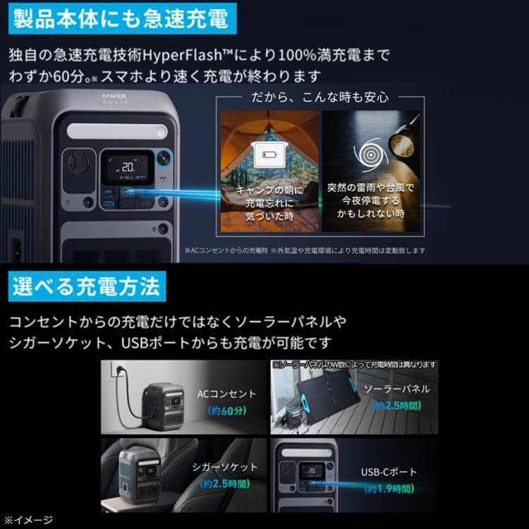 ANKER ポータブル電源 C200 ANKER ソーラパネル PS60