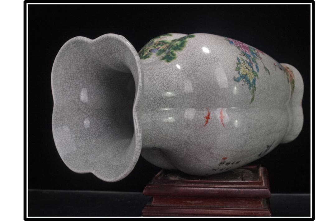 祖父蔵出品　　中国 清時代　在銘手描き花瓶 骨董品 DE1038B12-5