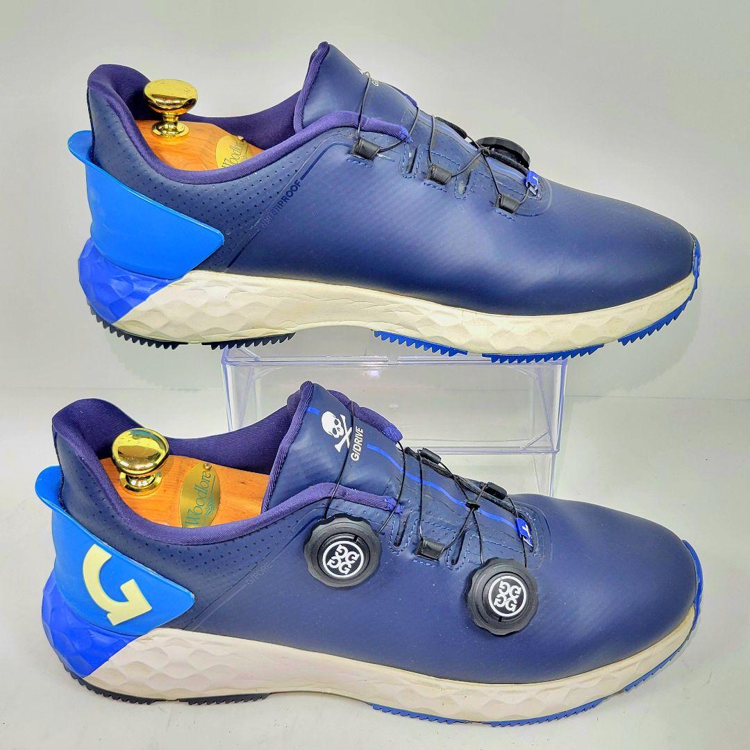 【美品】ジーフォア　ゴルフシューズ　ネイビー　ボア　スパイクレス