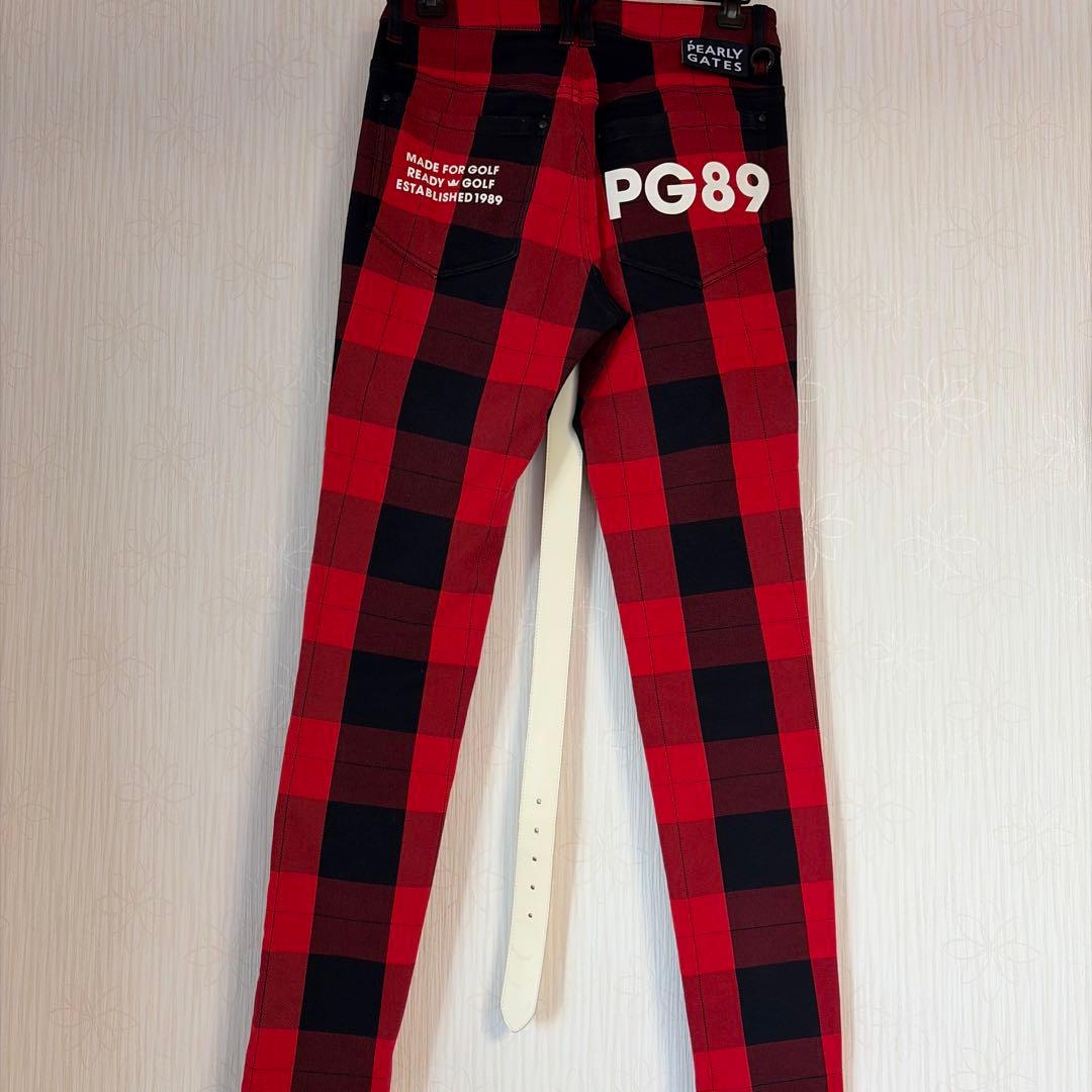 PEARLY GATES PG89 ゴルフ用パンツ レッド/ブラックチェック