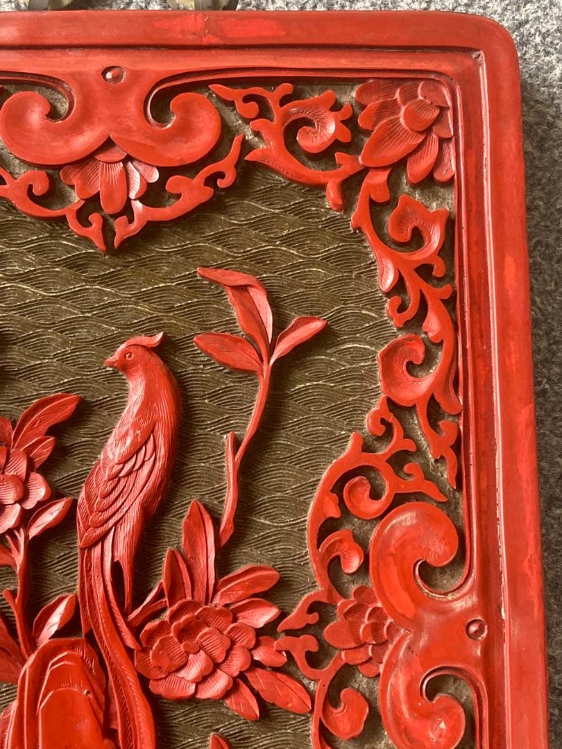 ジャンク品 堆朱？ 壁掛け 詳細不明