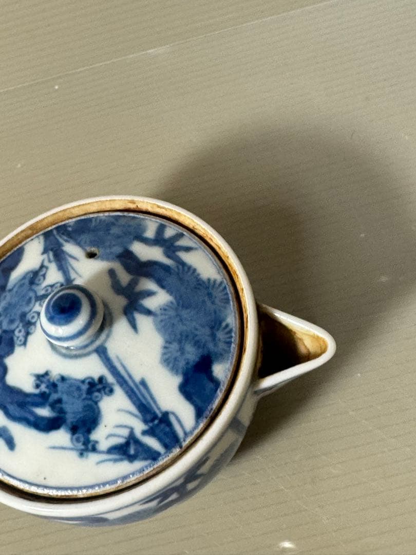 2385 九谷焼　染付青花　松竹梅　宝瓶　時代物