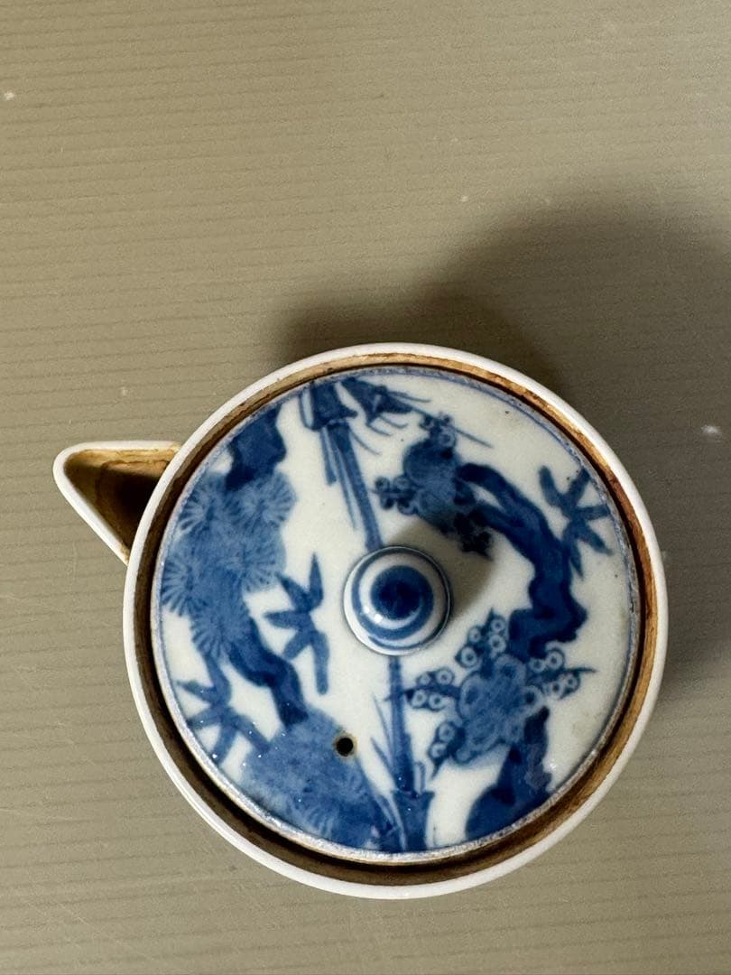 2385 九谷焼　染付青花　松竹梅　宝瓶　時代物