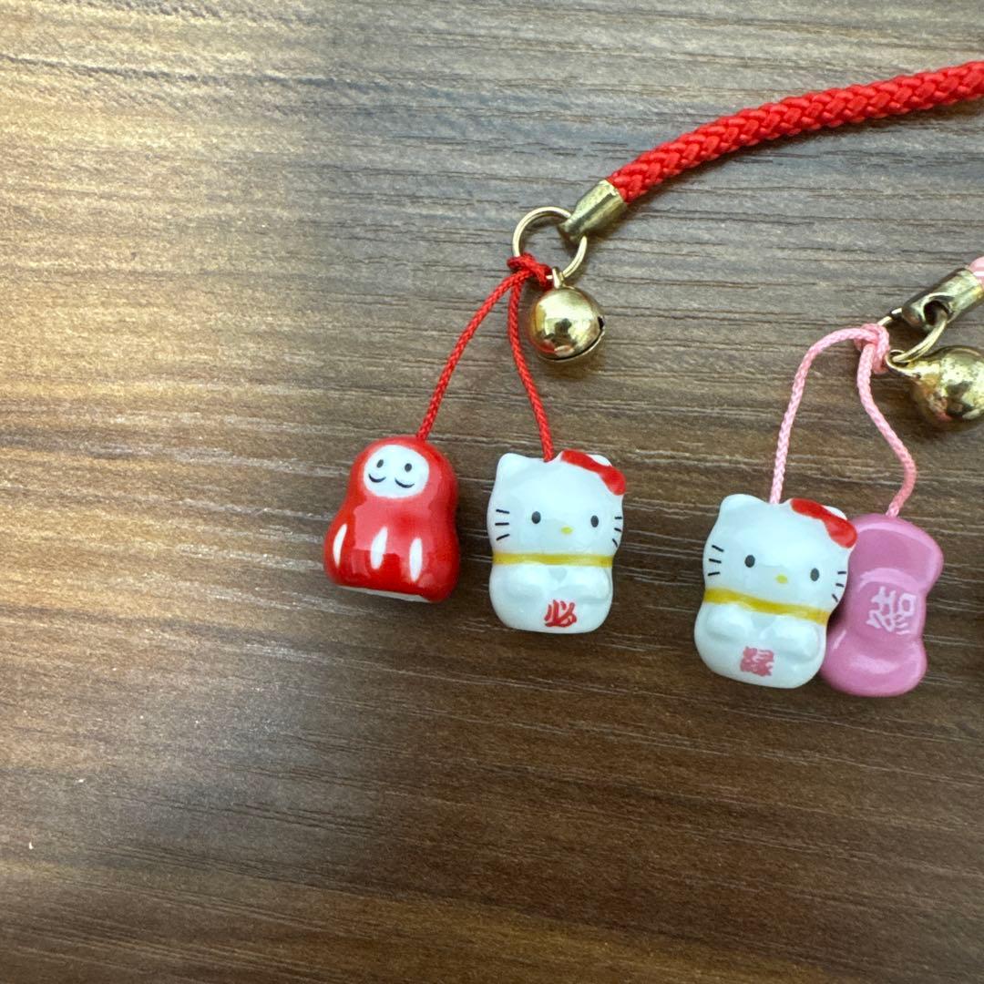 キティ ストラップ ダルマ リボン 必勝 縁結 交通安全 3点セット