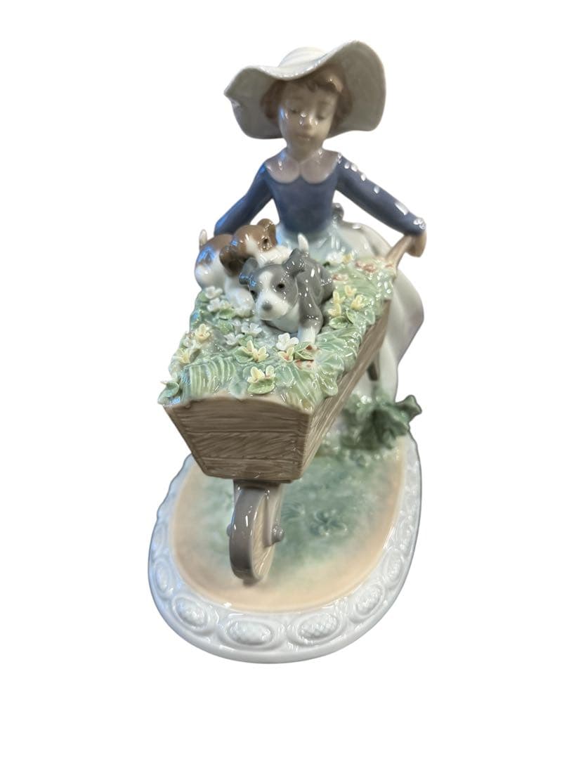 リヤドロ 5460 “乗せてあげる” フィギュリン 犬 花 女の子 陶器