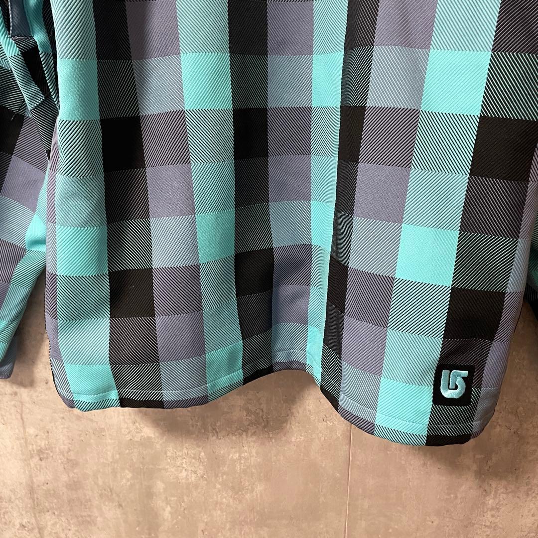 Burtonバートンスキーウェアスノーボードジャケットパーカーフード水色チェック