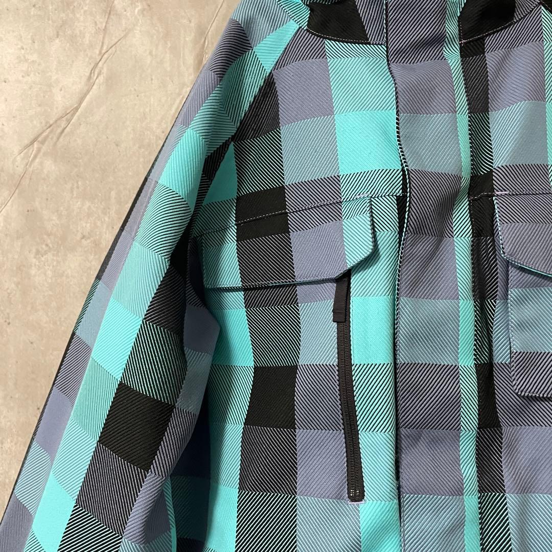 Burtonバートンスキーウェアスノーボードジャケットパーカーフード水色チェック