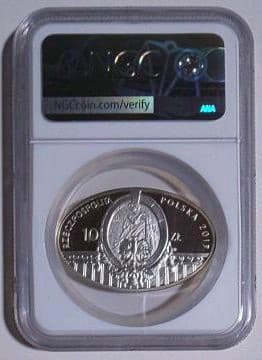 超貴重！ポーランド劇場100周年 10ズロチ銀貨 オーバル ワルシャワ