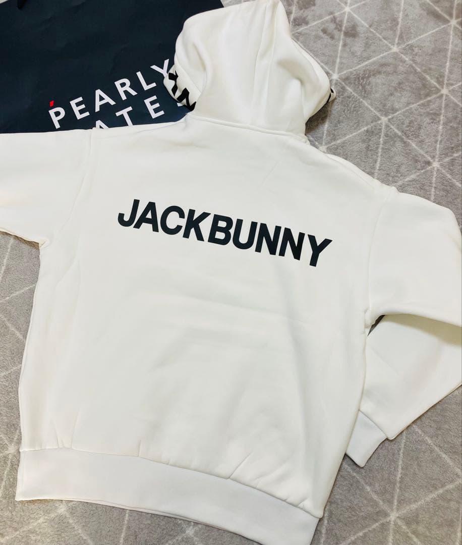 新品 パーリーゲイツ ジャックバニー KARUISHI フーディ(5)L/白