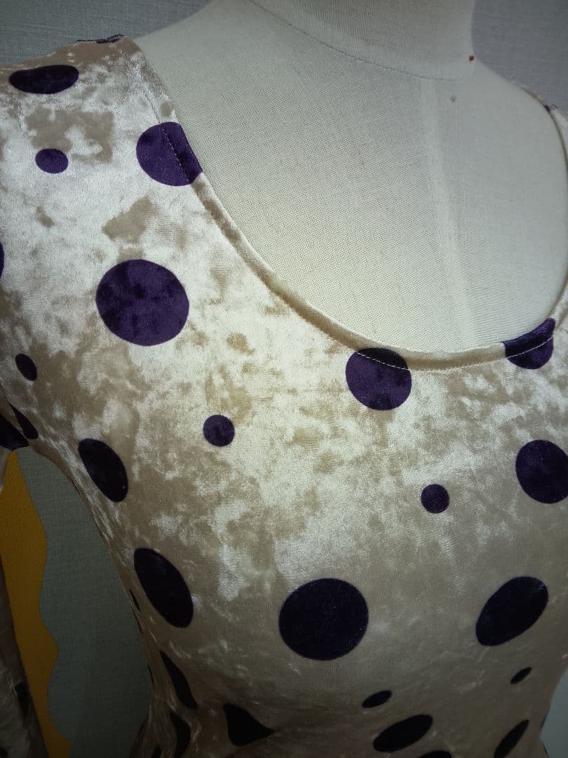 フラメンコ　ワンピース　ベロア水玉伸びる生地　ワンピースのみ販売