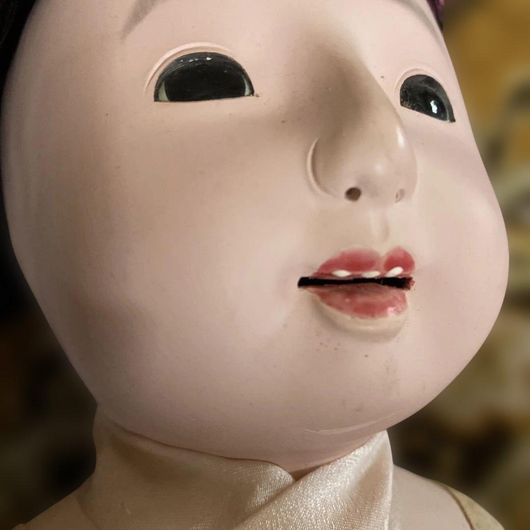 古い市松人形　４２ｃｍ　英山作　大正？　にっこり明るい　おまとめ割引　おかっぱ