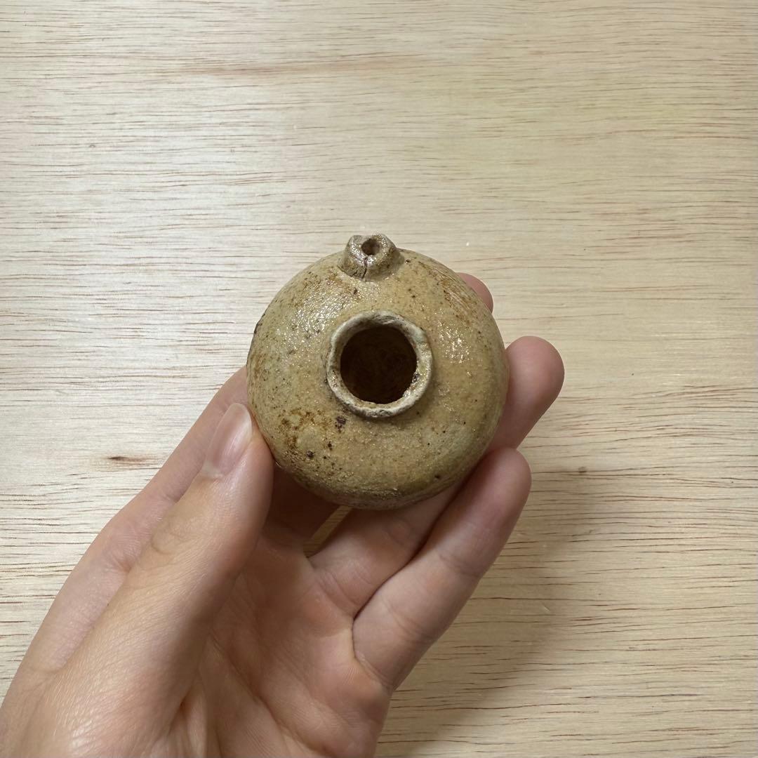 古瀬戸 水滴 灰釉 室町時代 茶入 茶道具 黄瀬戸 油揚手 古美術 骨董 民藝