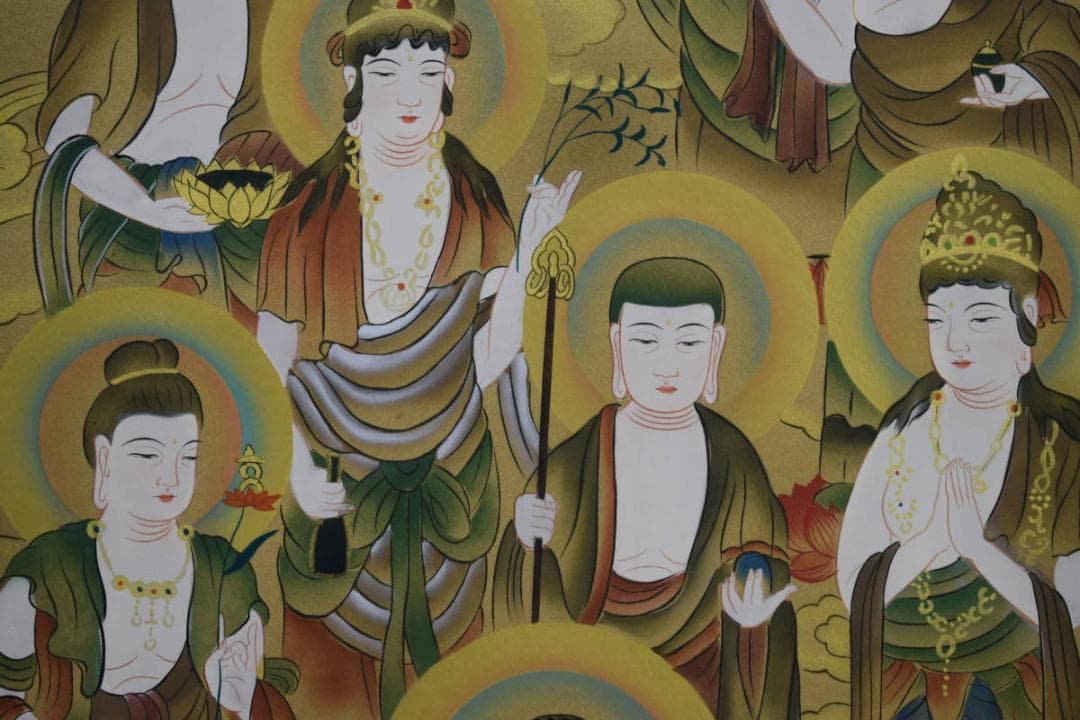 真作/福田素仙/十三仏図/十三佛図/美品/桐共箱付/布袋屋掛軸HH-105