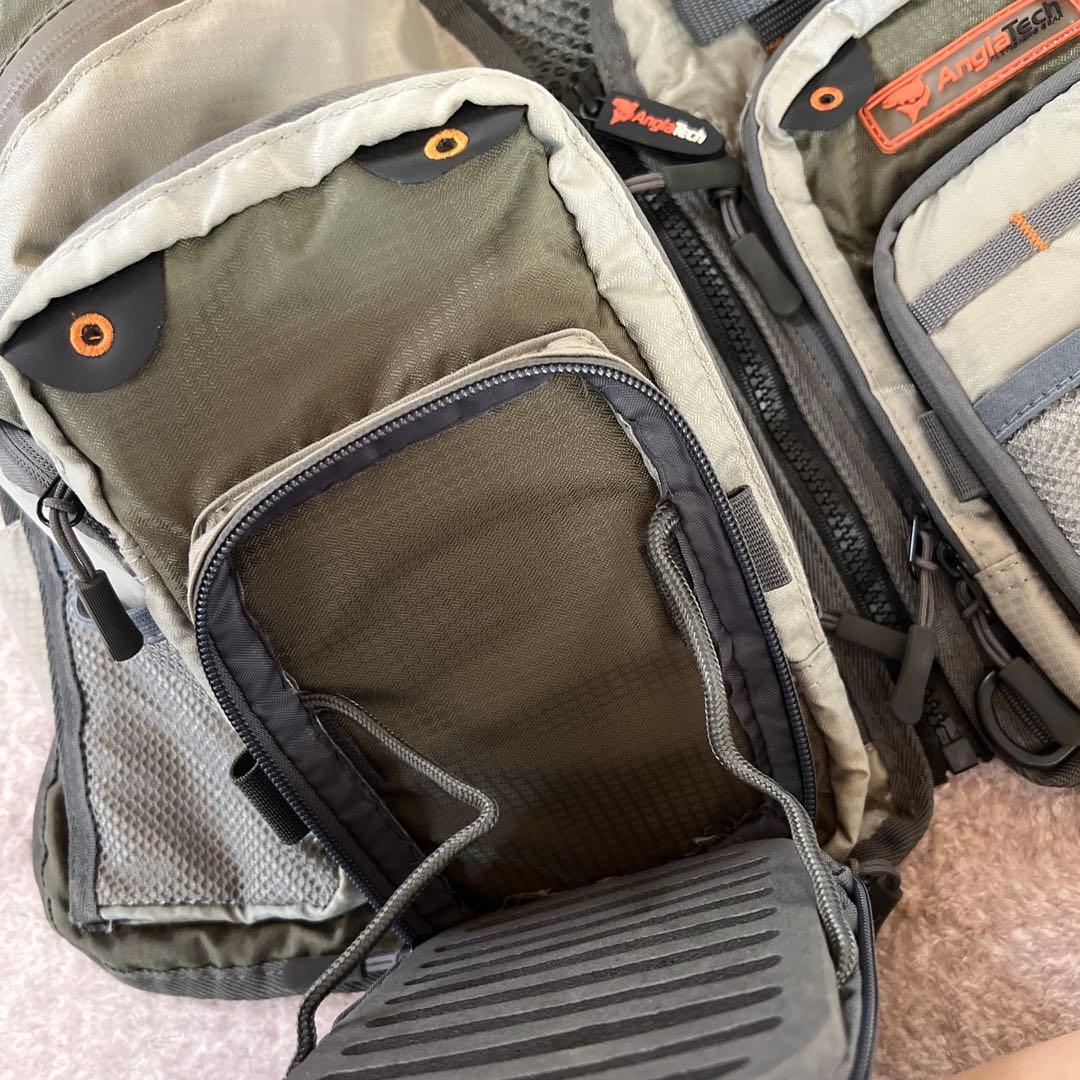 【美品】anglatech ベスト フィッシングベスト グリーン