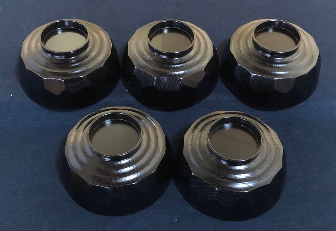 《R》輪島塗 雪月花 煮物椀5客 蒔絵師玉峯 塗師静峰 共箱 260128く2