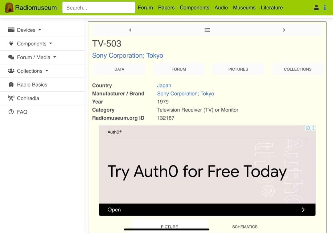 貴重 レトロ　SONY TV-503　海外Radiomuseumコレクション品