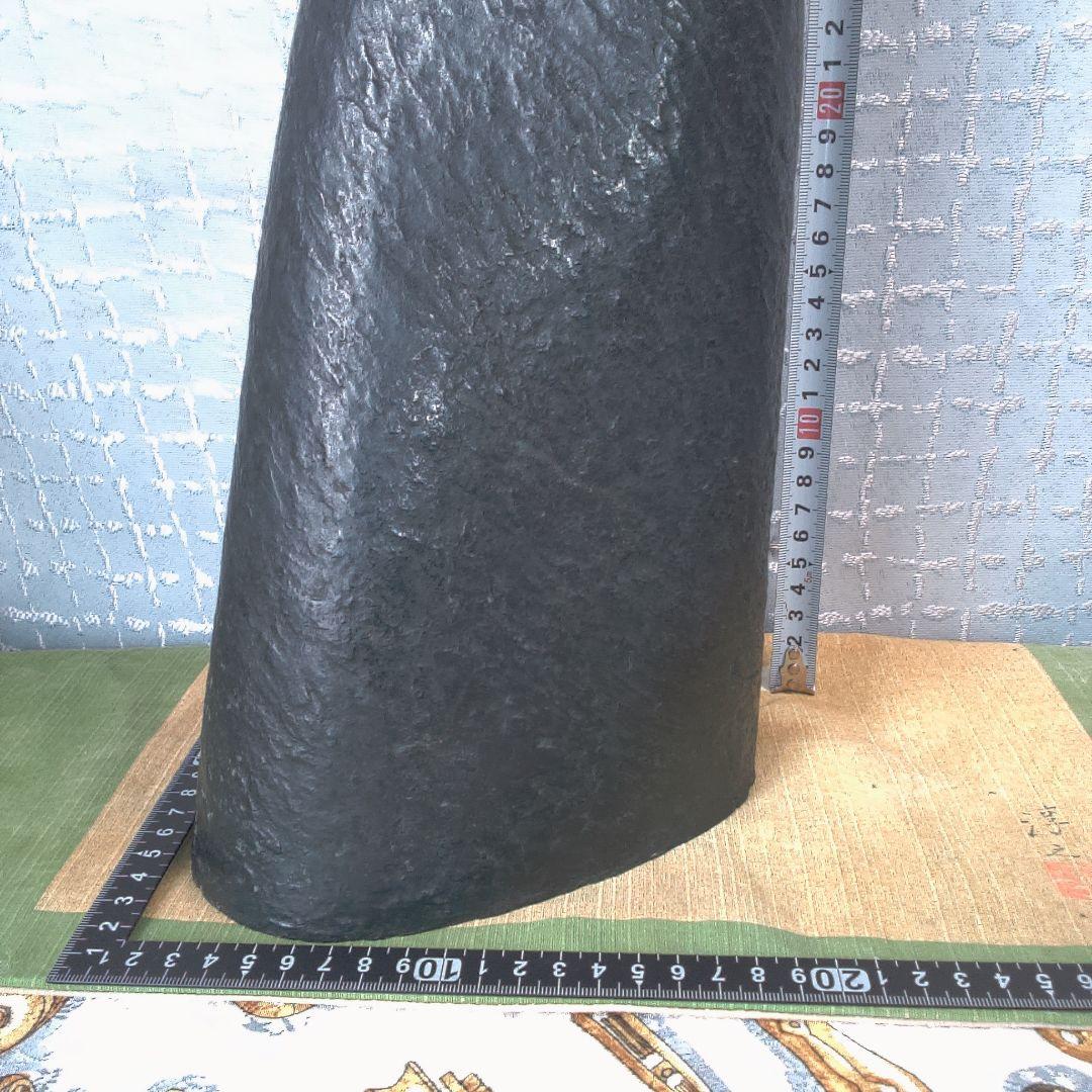 黒い細長い花器 銅製 アート 美術 アンティーク 骨董 まさを