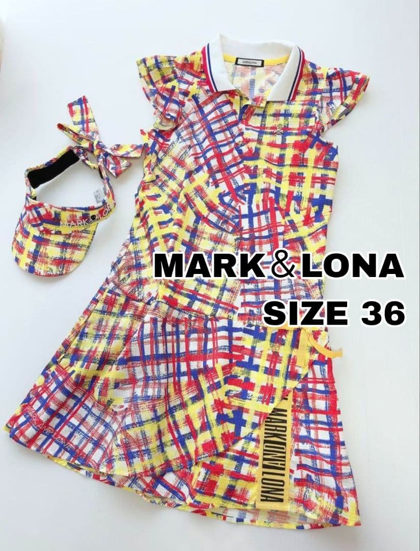 美品✦マークアンドロナ✦キンガムチェックワンピース＆サンバイザーセットアップ