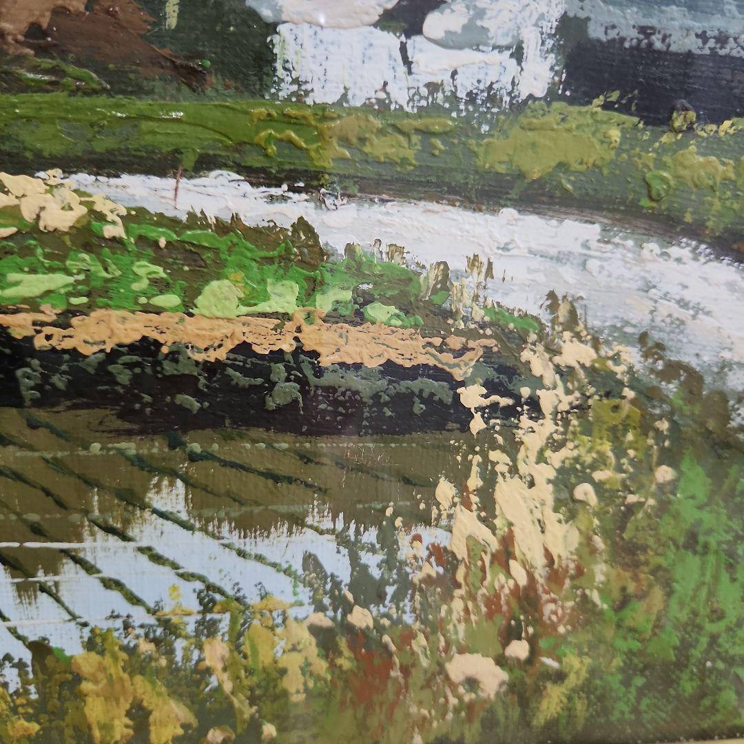 油彩　油絵 　田舎風景絵画　木製フレーム付