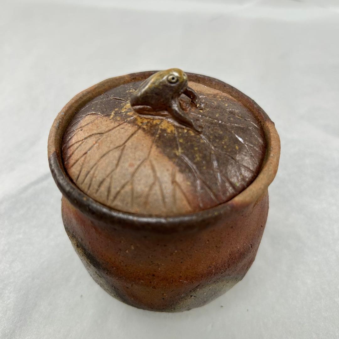 D佐藤苔助 備前焼宝瓶 蛙手捻り人気作者 急須 共箱 共布 茶注 煎茶 茶道具