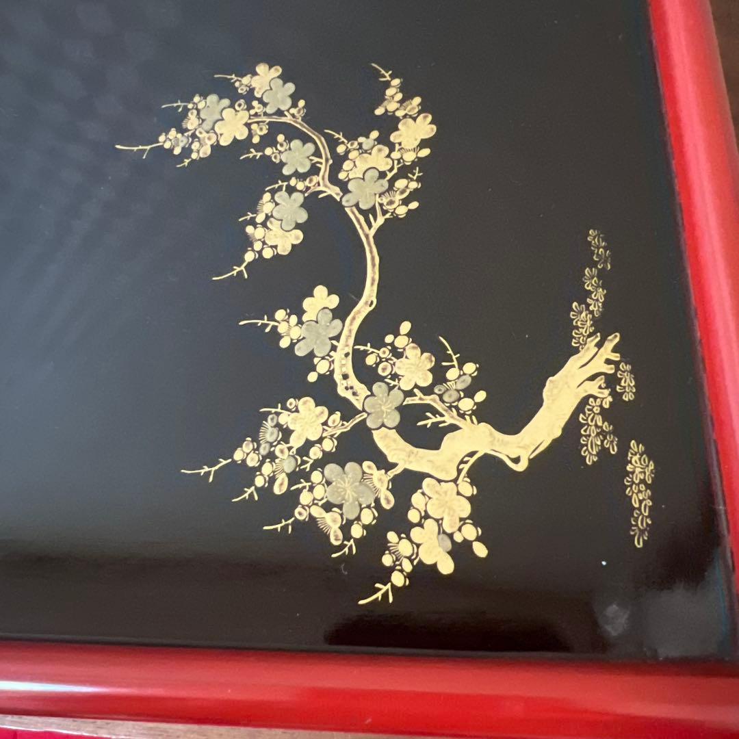 逸品！　レア！　東京美術倶楽部本郷家所蔵　蒔絵本塗お盆五客　時代保管箱