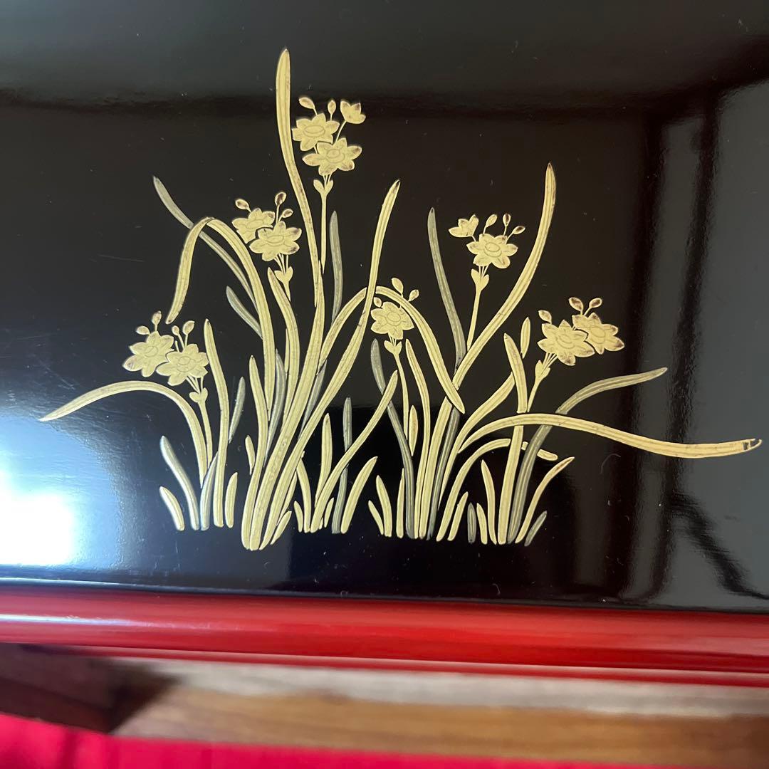 逸品！　レア！　東京美術倶楽部本郷家所蔵　蒔絵本塗お盆五客　時代保管箱