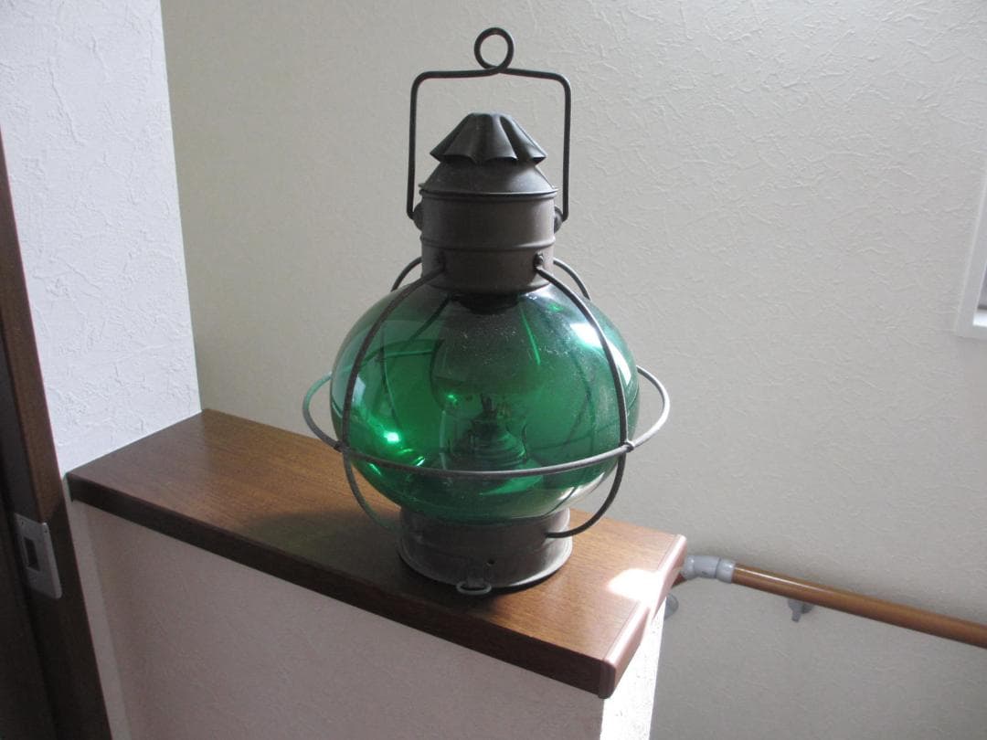 古道具珍しいアンティーク★グリーン ダルマランタン★オイルランプ 昭和レトロ船舶