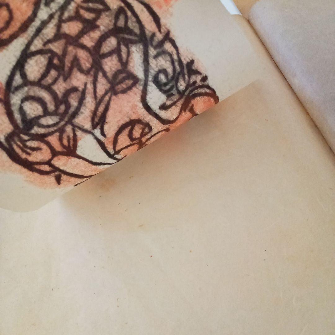 【真作】立膝妃の柵(裏彩)　棟方志功