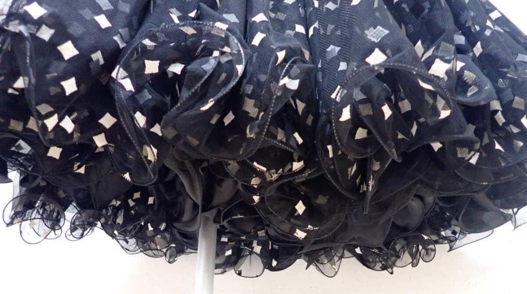 B1584★美品★M★黒/オフ白/ワンピース/スタンダードドレス☆社交ダンス