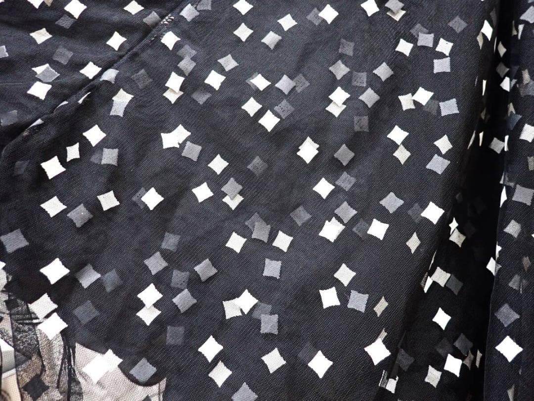 B1584★美品★M★黒/オフ白/ワンピース/スタンダードドレス☆社交ダンス