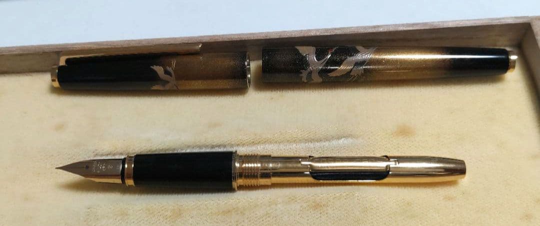 パイロット　万年筆　蒔絵　鶴　14k　國光會