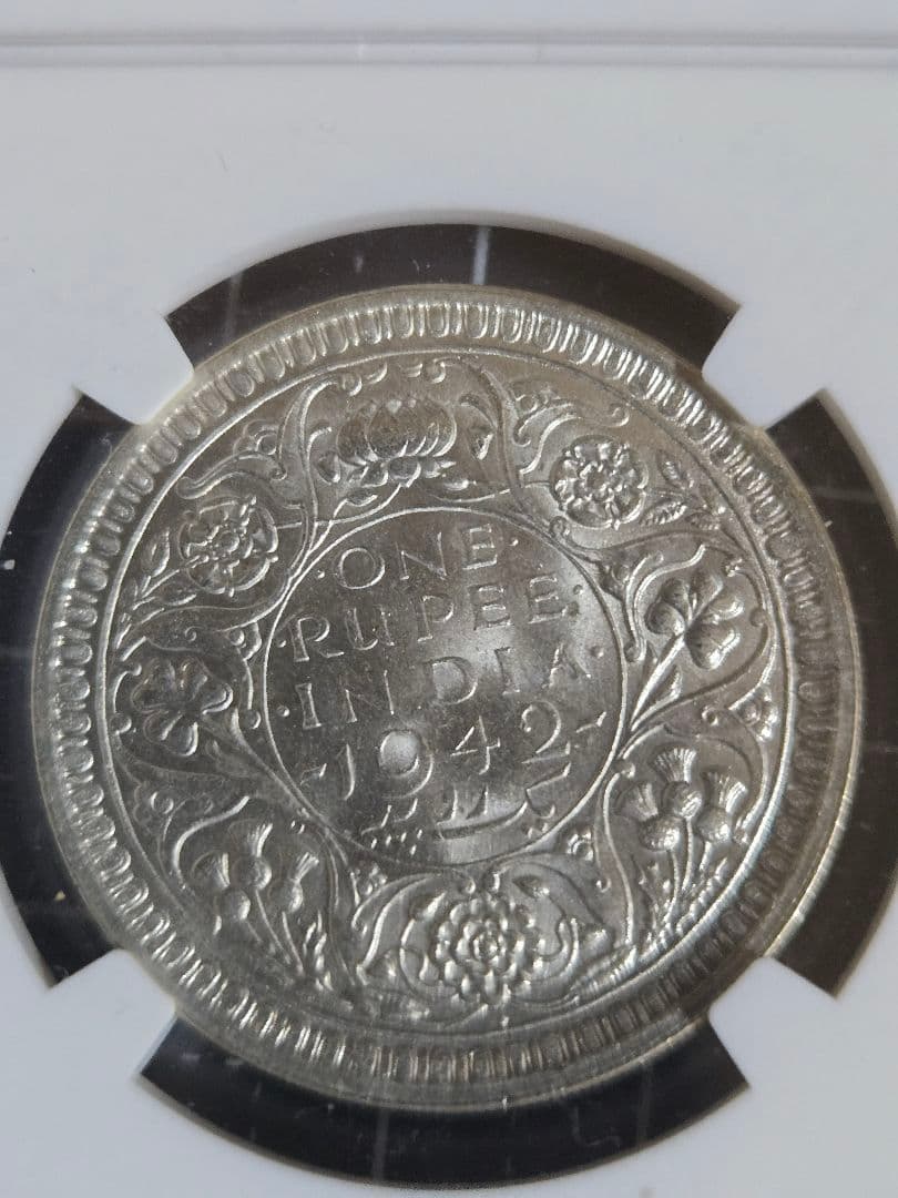 1942年 インド ルピー MS 63 ジョージ6世 イギリス 銀貨 NGC