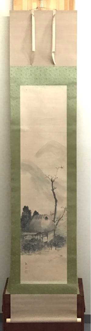 K茶道具　掛軸　「田舎家朝」　雑喉紅朝(ざここうちょう)作　共箱紙箱S986KJ