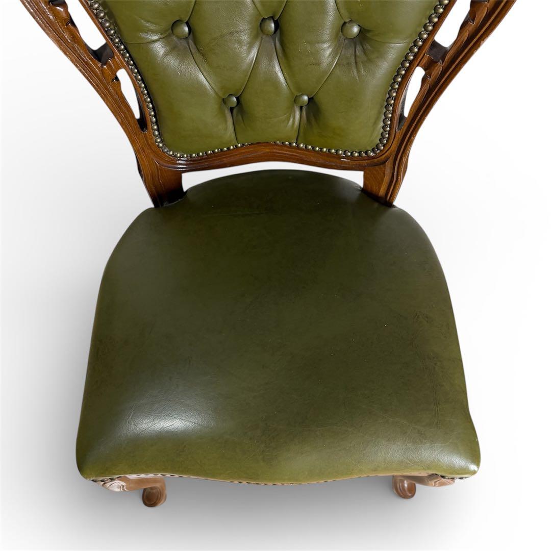 イタリアン ヴィンテージ調 ダイニングチェア レザー 猫脚