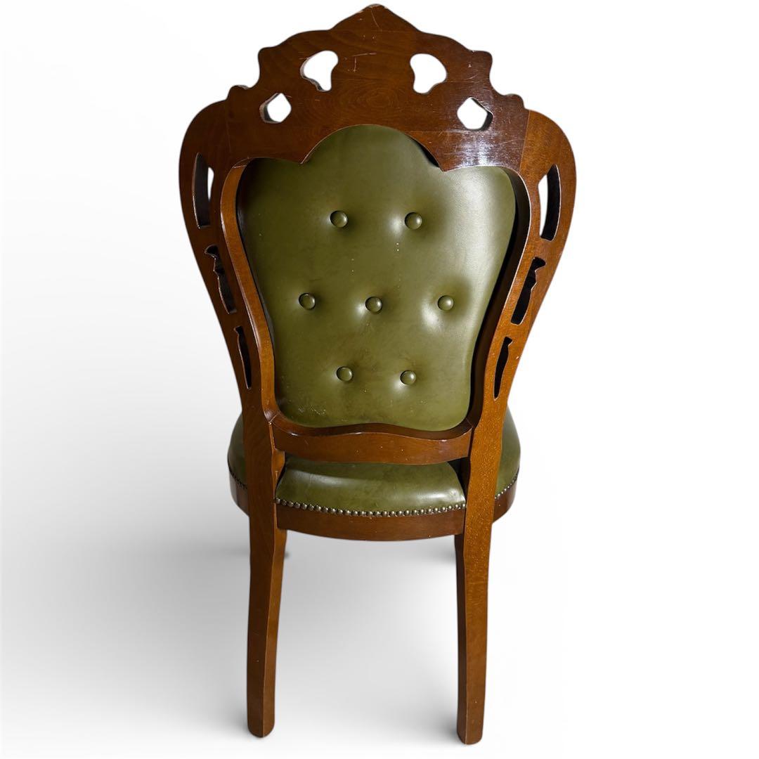 イタリアン ヴィンテージ調 ダイニングチェア レザー 猫脚