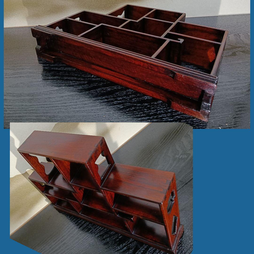 AM4 飾棚 違棚 香合 蓋置八点 茶道具 美品 中国茶棚